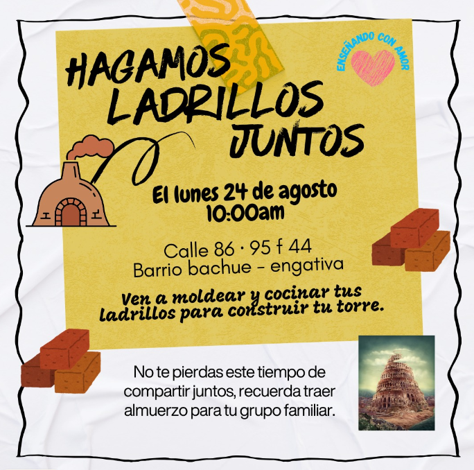 Invitación al encuentro Hagamos ladrillos juntos de Enseñando con Amor